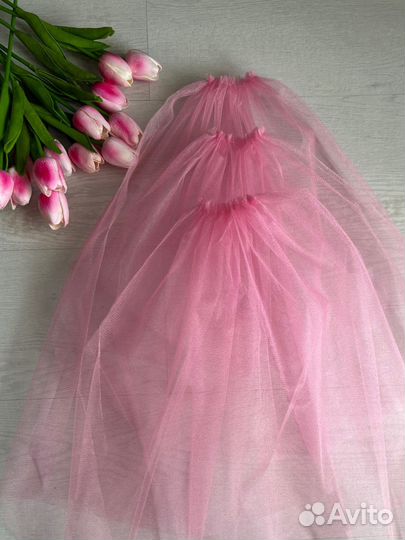 Фата для девичника розовая