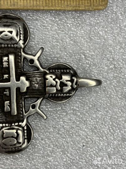 Старинный крест распятие Штурвал 18 век Серебро