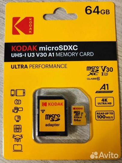 Флешка kodak micro sd 64гб