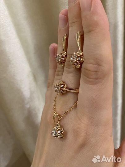 Комплект серьги+кольцо+кулон