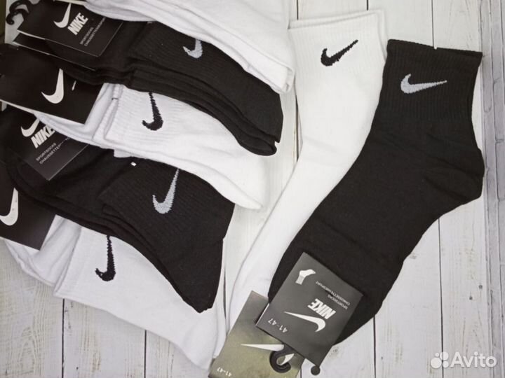 Носки Nike белые чёрные хлопок