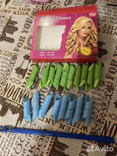 Бигуди спиральные 18 штук и бигуди липучки