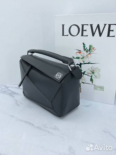 Новая женская сумка Loewe Puzzle черная из кожи