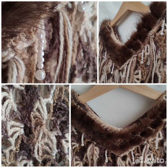 Шикарное детское Пончо ручной работы с норкой