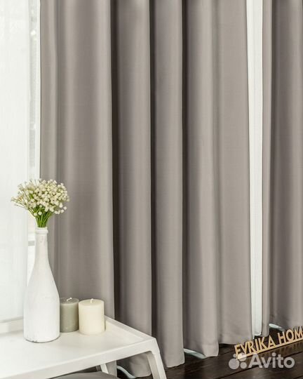 Портьеры блэкаут Марсель Французский серый шторы