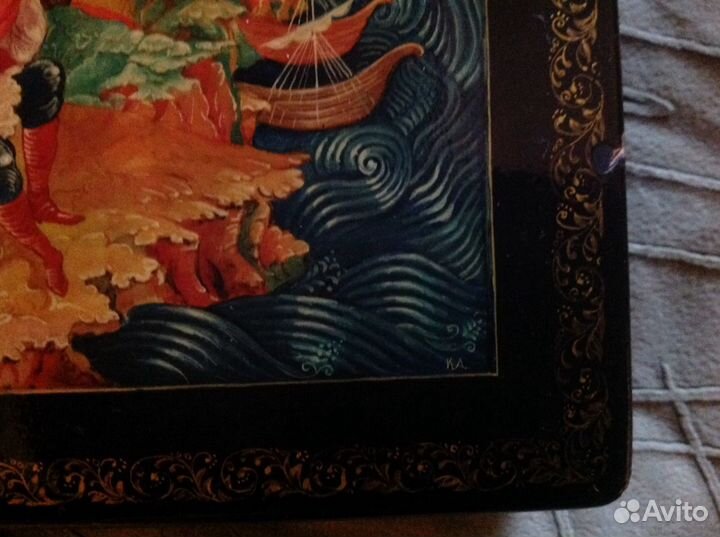 Шкатулка, лаковая миниатюра Мстёра Ермак винтаж сс