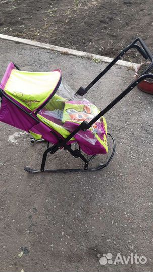 Детские санки коляска с колесами