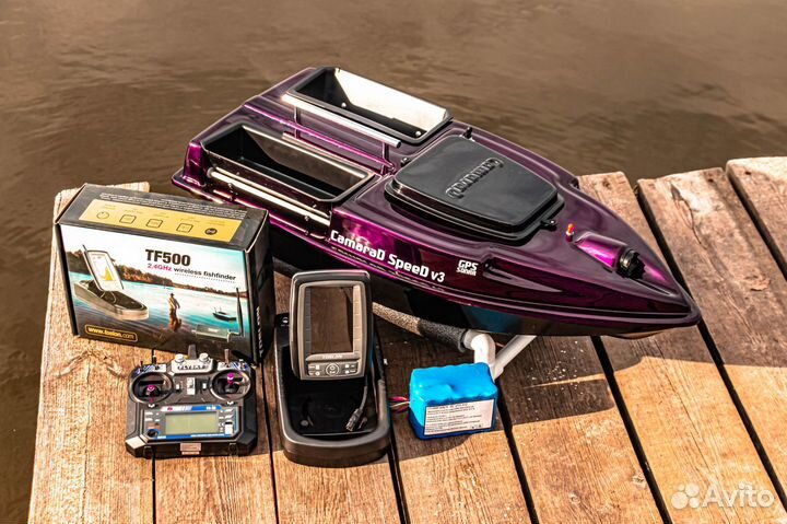 Прикормочный кораблик с автопилотом, эхолотом,25А