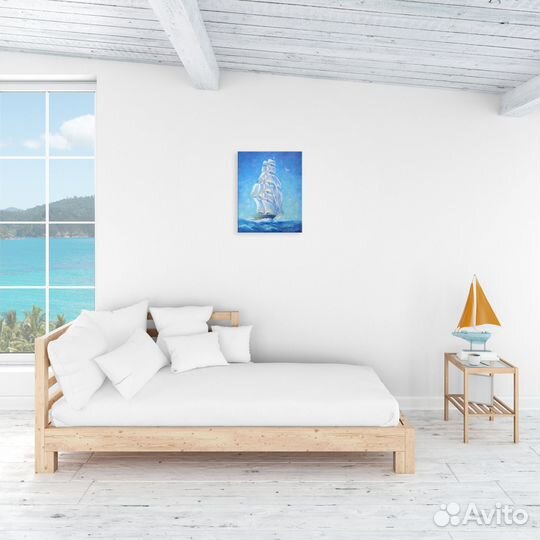 Картина маслом в раме Весна Птички Сад