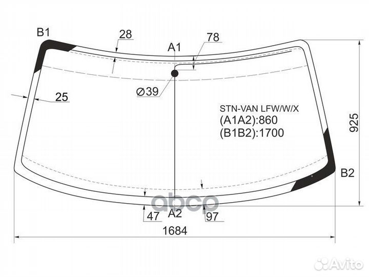 Стекло лобовое с антенной volkswagen T4 transpo