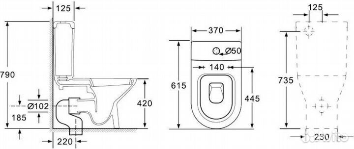 Унитаз-компакт Azario Fretta AZ-1223B