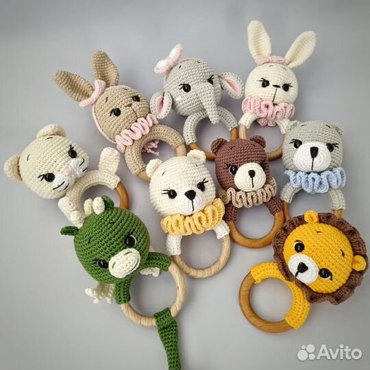 Погремушка вязанная на кольце, Грызунки