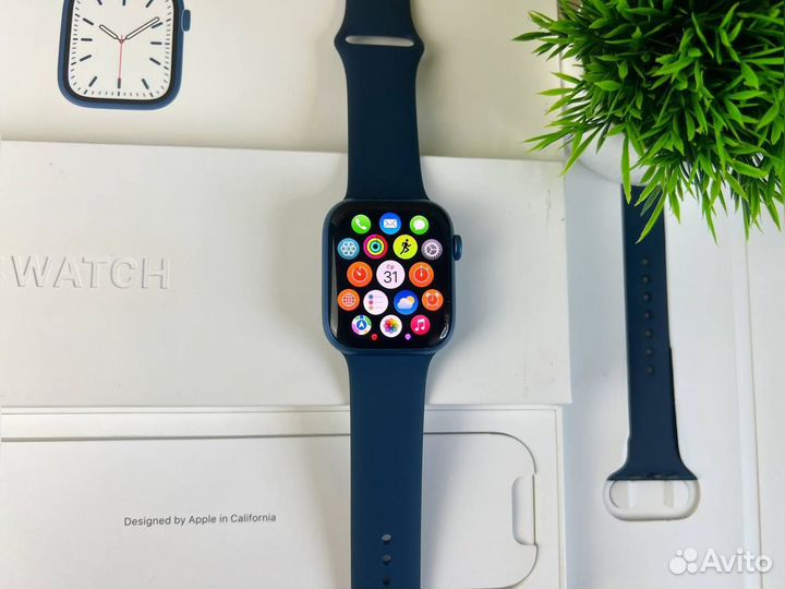 Часы apple watch 7 45 mm blue
