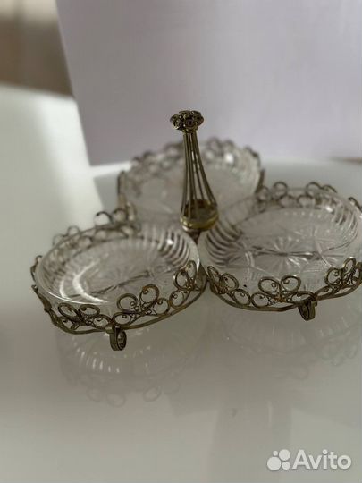 Хрустальная менажница СССР винтаж