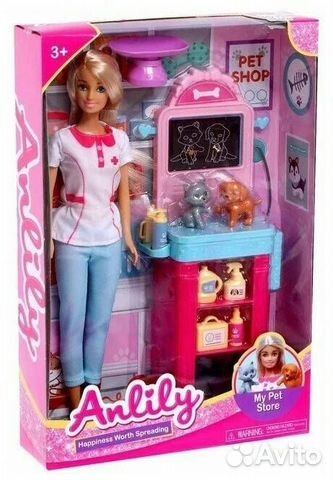 Кукла Anlily Анлили Ветеринар с питомцами и аксесс