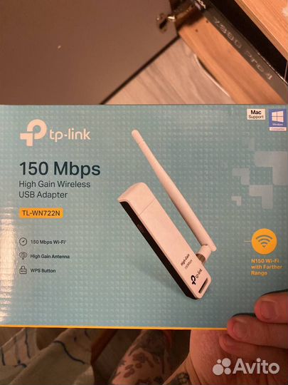 Сетевой адаптер WiFi TP-link TL-WN722N USB 2.0