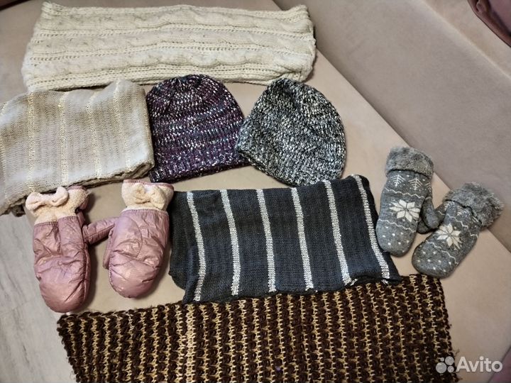 Шапка снуд варежки(пакетом) женские
