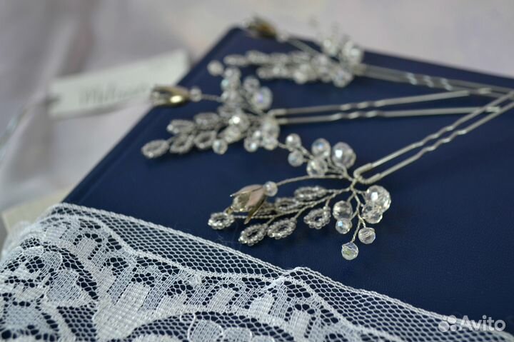 Свадебные украшения в прическу-шпильки(комплект)