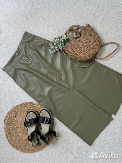 Юбка макси zara под кожу S