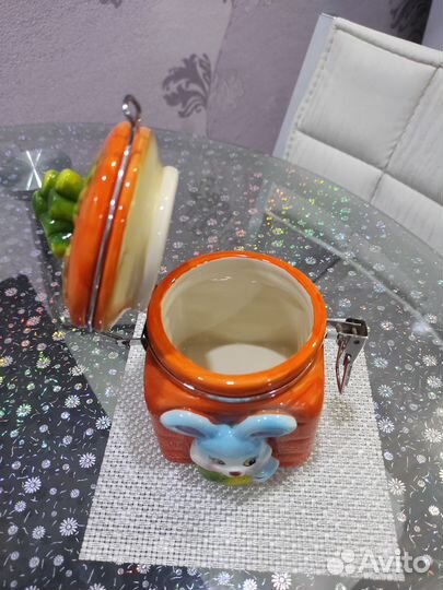 Банка для хранения кролик заяц с зажимом