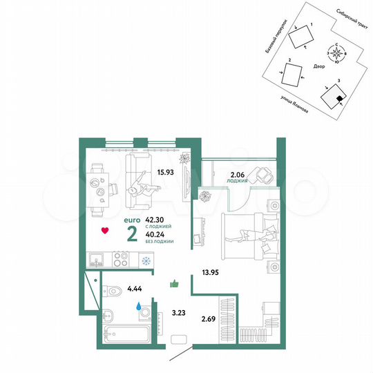 2-к. квартира, 42,3 м², 19/32 эт.
