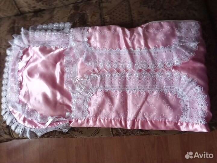 Конверт на выписку для девочки розовый новый