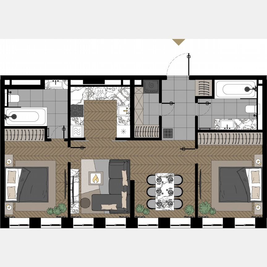 2-к. апартаменты, 77,3 м², 23/23 эт.