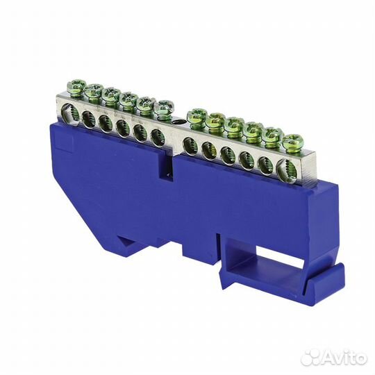 Шина нулевая N 6х9 12 отверст. цинк син. изолятор на DIN-рейку PROxima EKF sn1-63-12-d