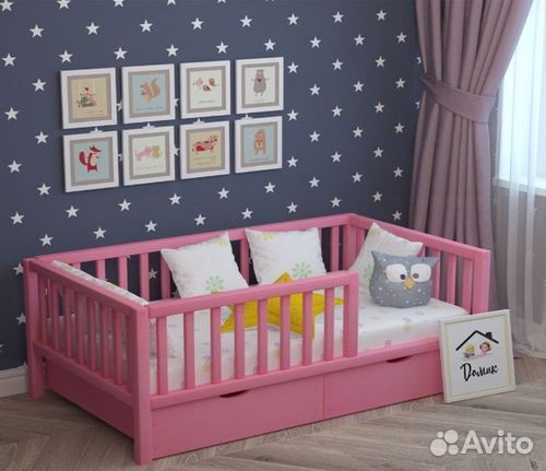 Кроватка сингл детская берёза высокий борт