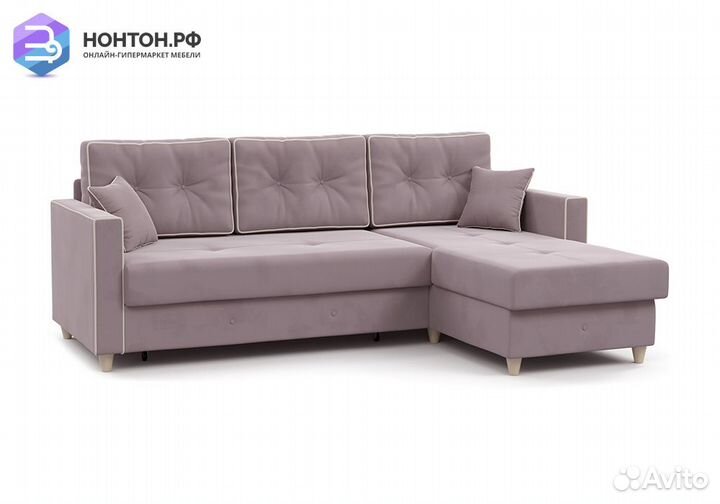 Диван угловой дельфин Айрин светло-розовый