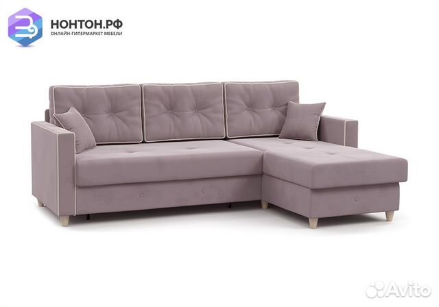 Диван угловой дельфин Айрин светло-розовый