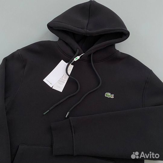 Толстовка lacoste черная с начесом