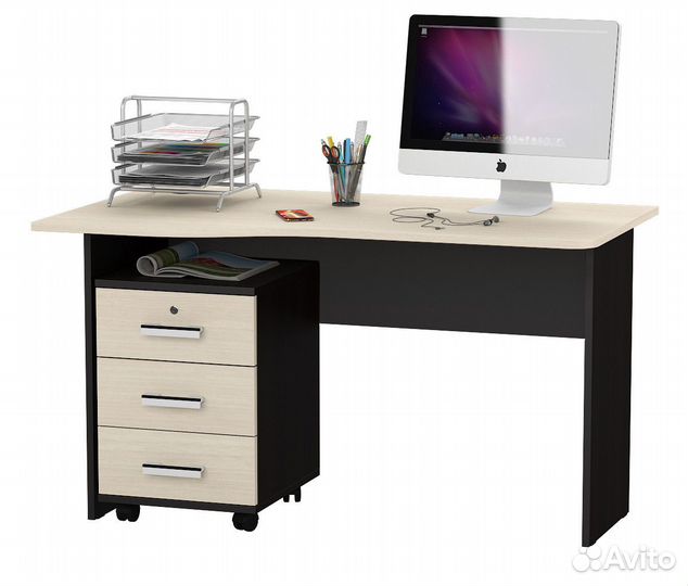 Письменный стол мд 1.04Т с подкатной тумбой цвет в