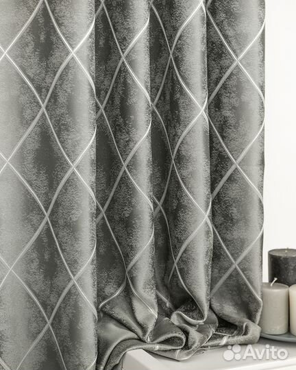 Шторы жаккард Леман Стальной