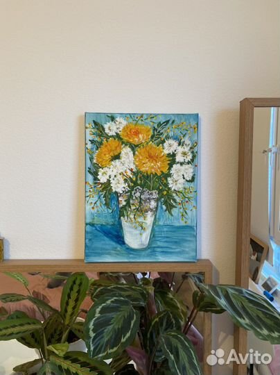 Картина гуашью хризантемы