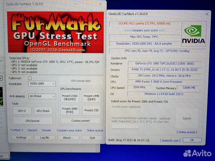 Gtx 1080 ti 11 gb и 1080 на 8 Aorus Gigabyte