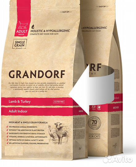 Корм для домашних кошек Grandorf ягненок/индейка