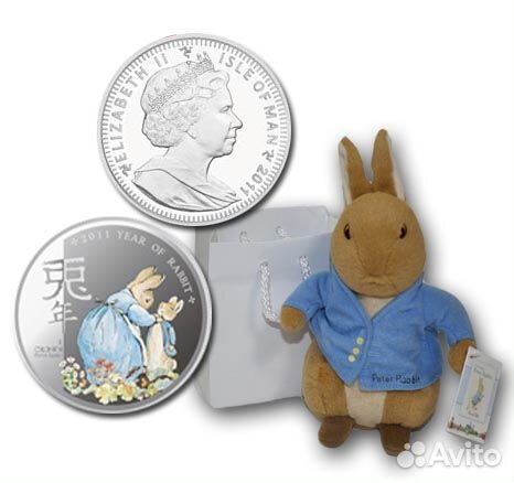 Монета Кролик Петер медь никель О-в Мэн 2011 год