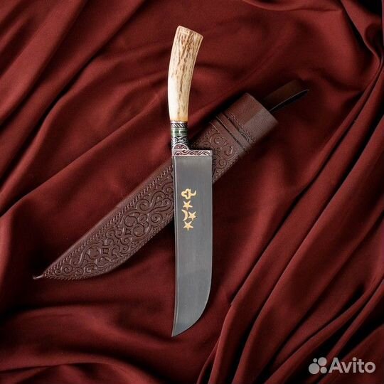 Пчак Шархон, рукоять из рога косули, гарда с грави