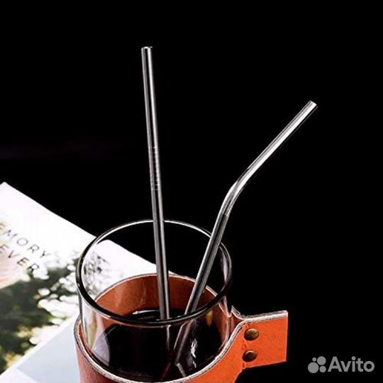 Трубочки для напитков металлические (пара) + ёршик