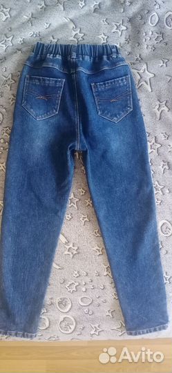Джинсы для девочки 134 140 утепление с начёсом