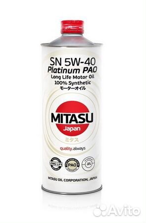 Моторное масло синт. mitasu platinum PAO 5W-40