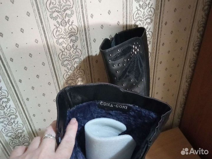 Сапоги ж.Зима.Кожан. Мех натур. Р-37