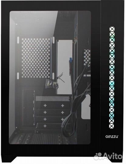 Корпус Ginzzu V300 mATX кубик, закаленное стекло, RGB подсветка