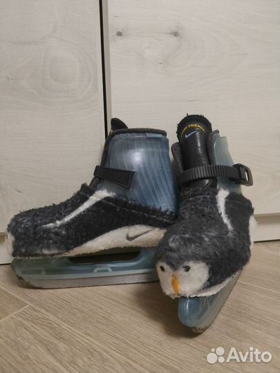 Коньки детские раздвижные Nike пушистые пингвины