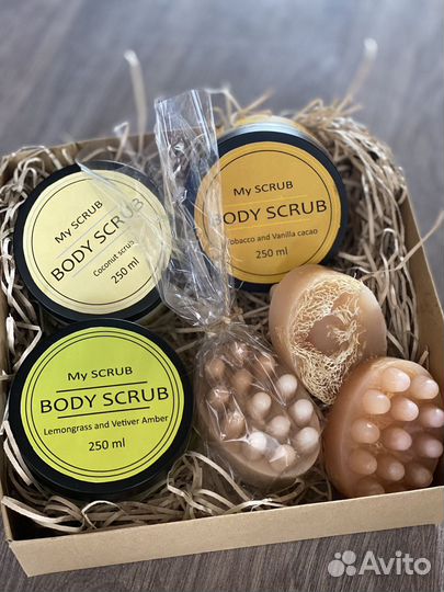 Скраб для тела натуральный, мыло с люфой