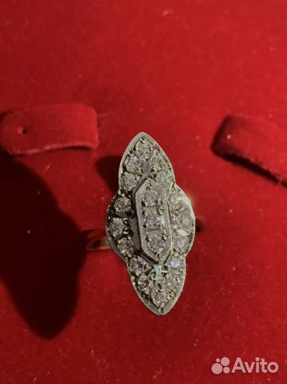 Кольцо Люкс Маркиза лодочка с бриллиантами