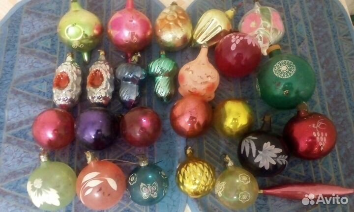 Набор стеклянных игрушек периода СССР-25 шт