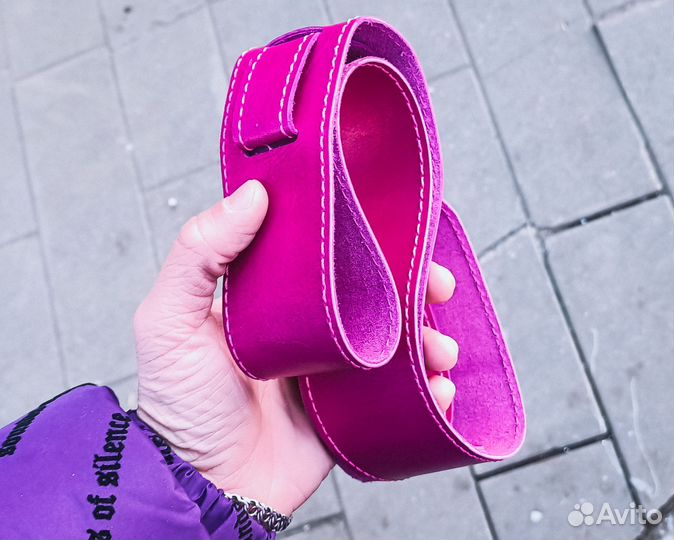 Гитарный Ремень Кожаный Фукси Пурпурный Фиолетовый