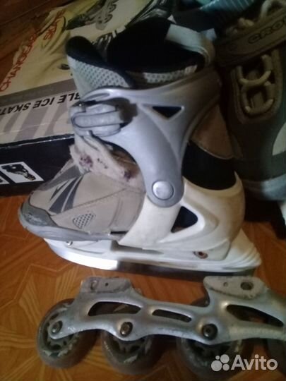 Роликовые коньки/коньки зимн. трансформеры раздвиж
